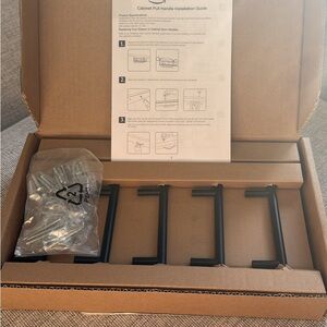 Amazon Basics Flat Black Euro Bar Cabinet Drawer Handle 5.88" 10 Pack